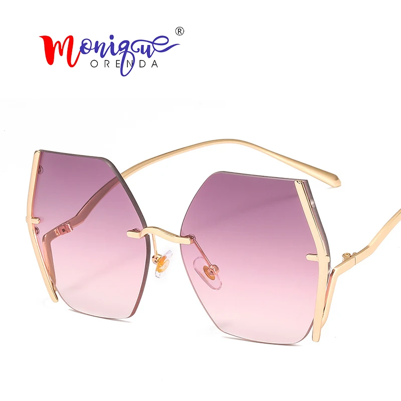 Роскошные Винтажные Солнцезащитные очки без оправы для женщин модные женские