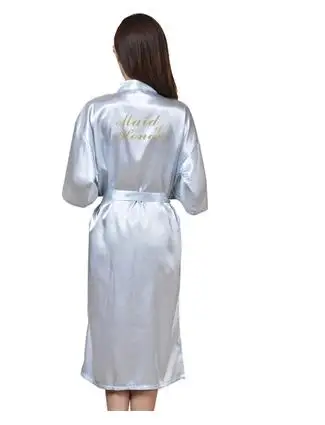 Золотая печать горничная honor Свадебный халат длинное шелковое атласное кимоно