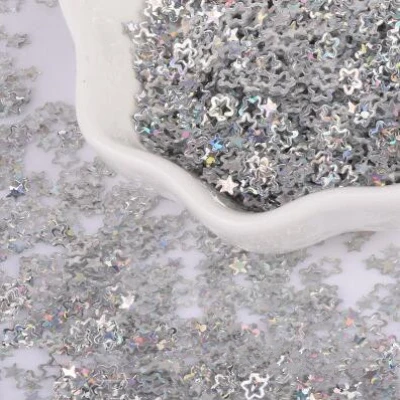silver as photo 11000 шт./лот 25 г 3 мм блестящая Звезда Форма Лазерная выдалбливают ПВХ свободные блестки для ногтей блестки пайетки украшения DIY аксессуары - Цвет: silver as photo