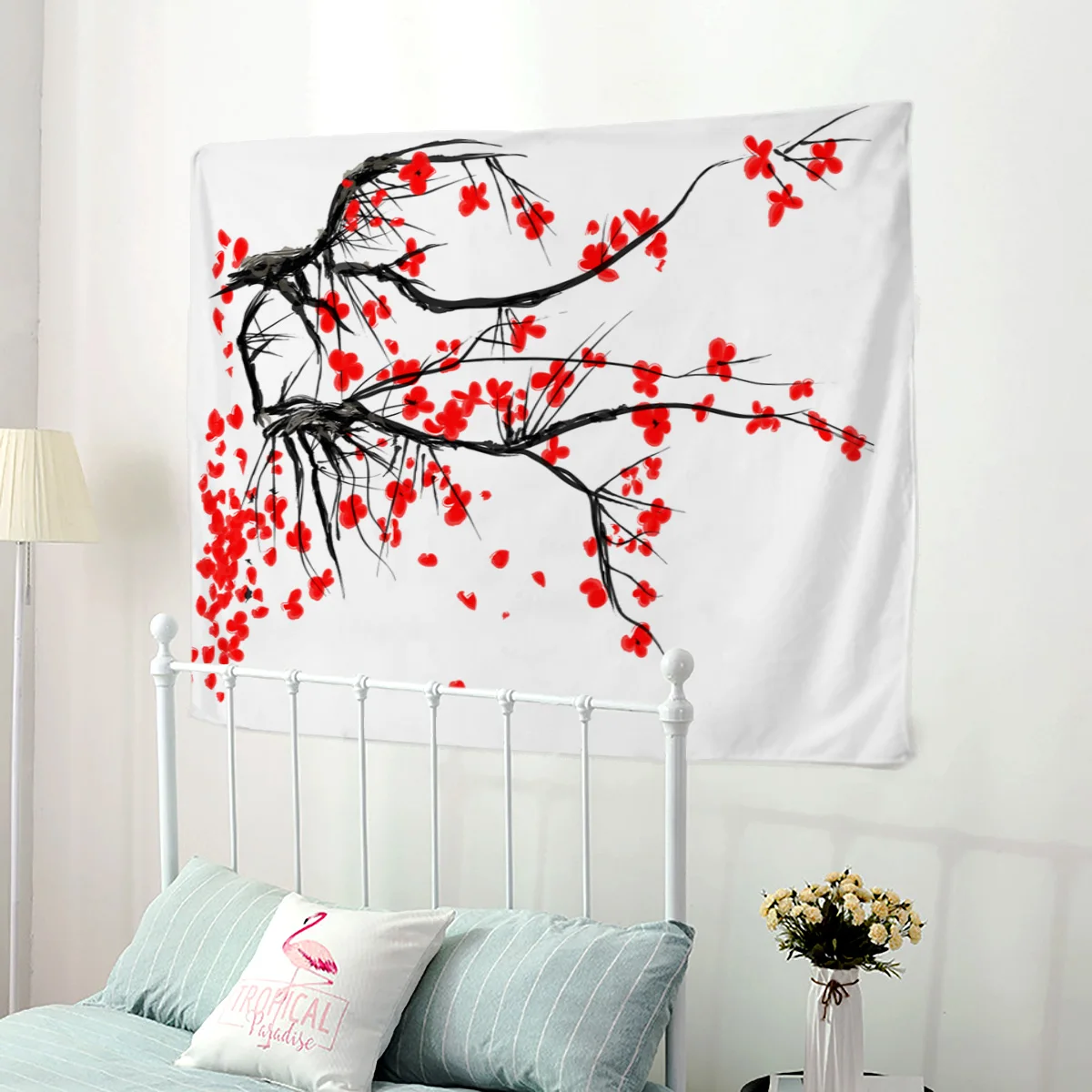 Goohome настенные подвесные гобелены с красными цветами вишни Настенный декор