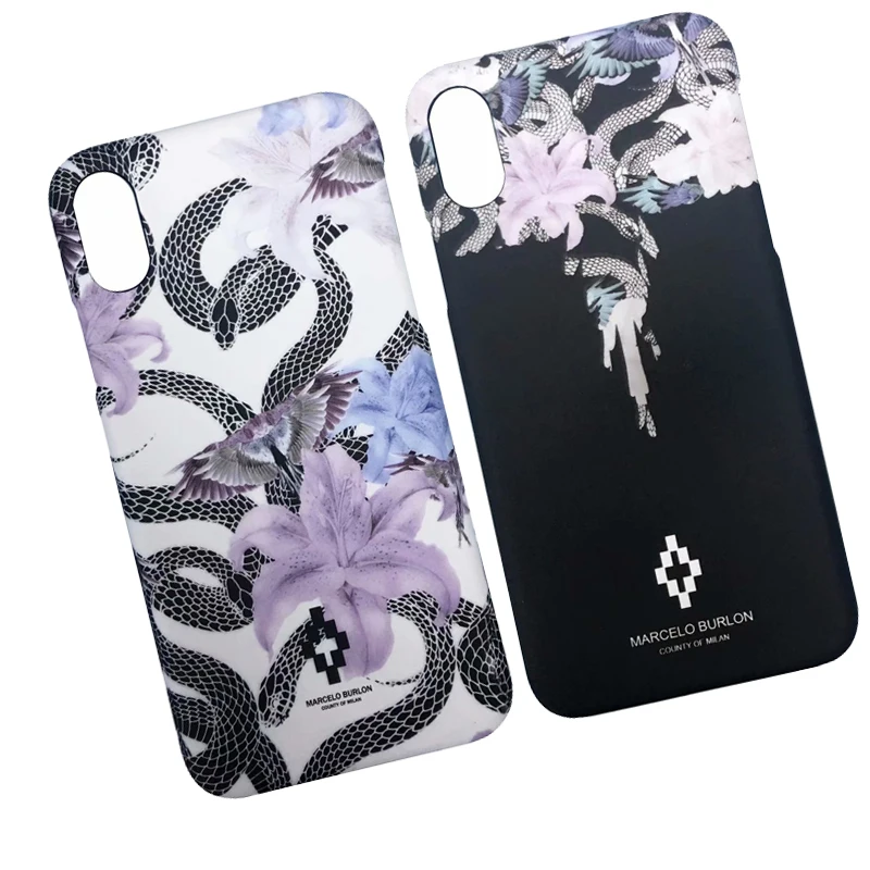 Marcelo Burlon Cover For iPhone 7/8/X/6/6S/6Plus/7 Plus PC Case Hard Plastic Animal Funda 7/8/X Snake |