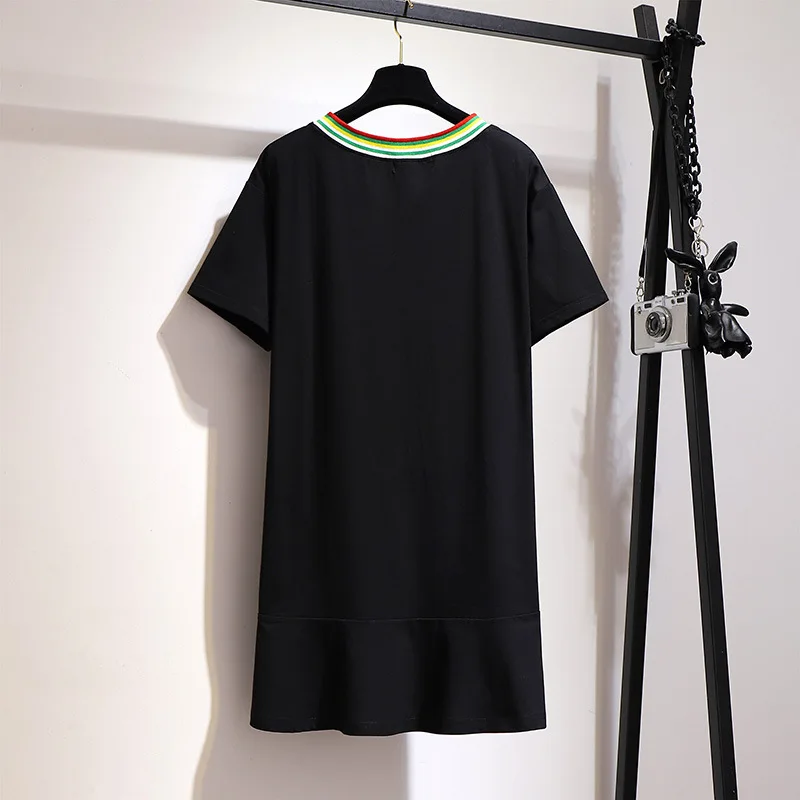 2XL-6XL Для женщин летний больших размеров платье 2019 Повседневное новое с блестками