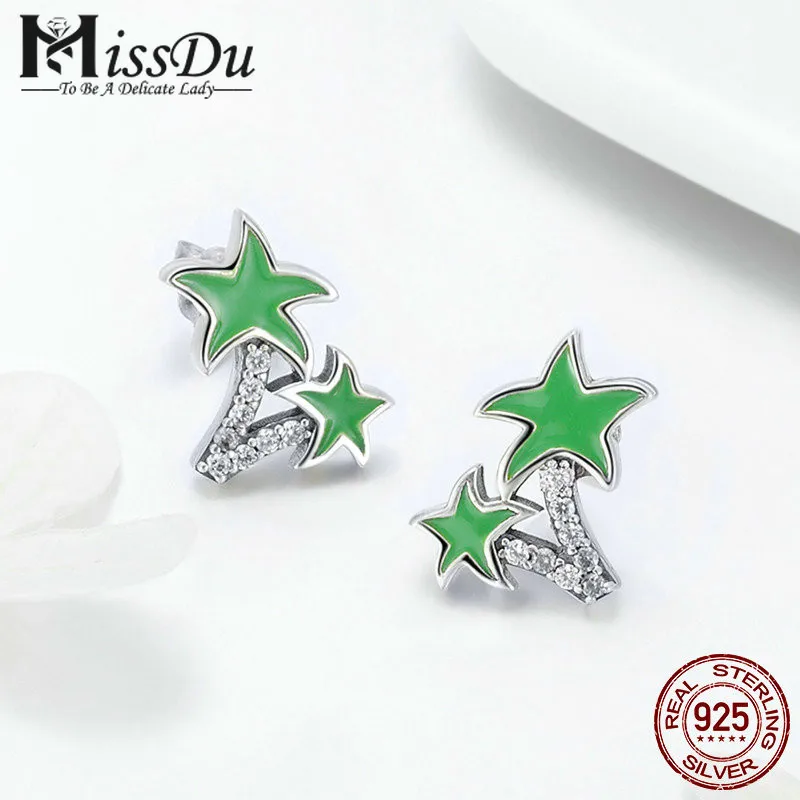 Модные новые серьги гвоздики из серебра 925 пробы с кокосовой пальмой и зеленой