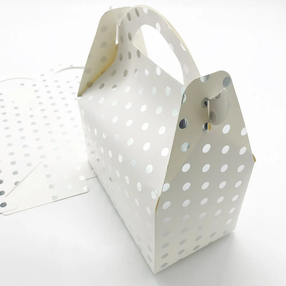 6 шт./лот коробки для конфет с серебряными точками в горошек украшения дня