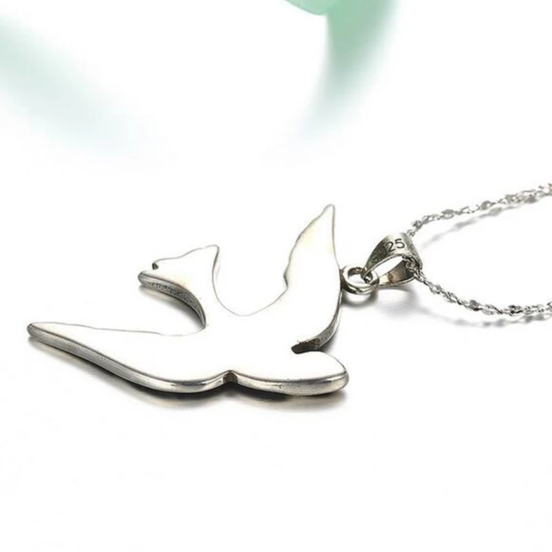 OMHXZJ Wholesale Fashion Vintage Swallow Woman Man 925 Sterling Silver Thai Black Pendant Charms PE107 NO Chain Necklace | Украшения и