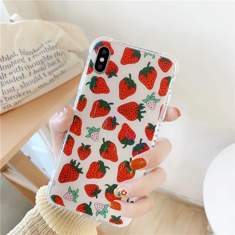 Летний Твердый чехол для телефона с клубничкой 6 7 8 iPhone 6s Plus задняя крышка X XS XR MAX