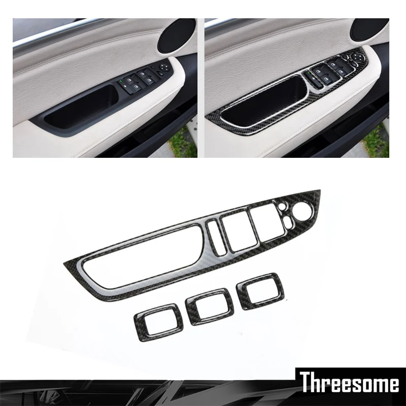 

Carbon Fiber Window Lifter Control Frame Window Switch Decor Armrest Panel Trim Car Stickers For Bmw X5 E70 X6 E71