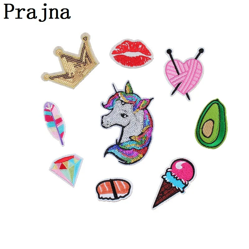 Цвет: желтый Prajna 9 шт./лот нашивки единорог Радуга НЛО планета шитье вышивка мультфильм нашивка полоса на одежде дешевая аппликация - Цвет: Цвет: желтый