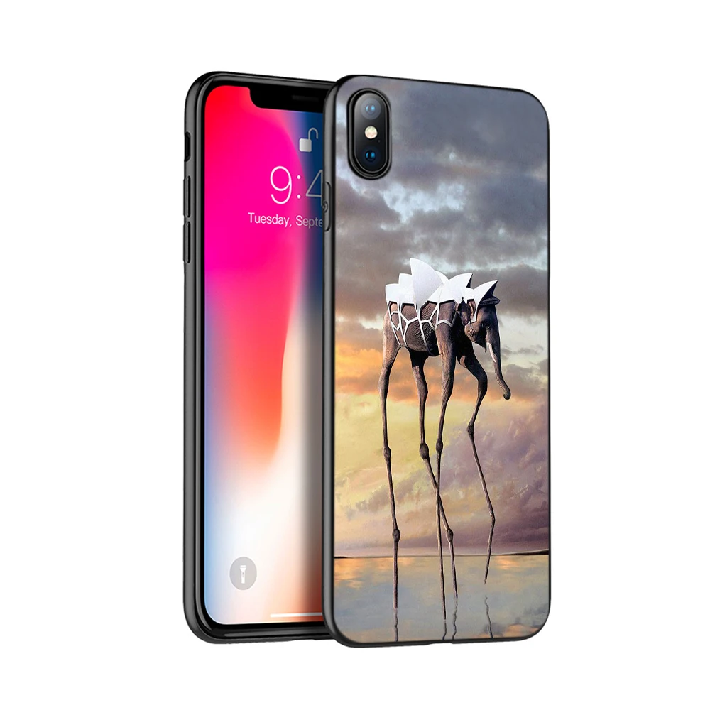 Черный чехол из ТПУ для iphone 5 6 6s 7 8 plus x 10 силиконовый XR XS 11 pro MAX Salvador Dali|Бамперы| |