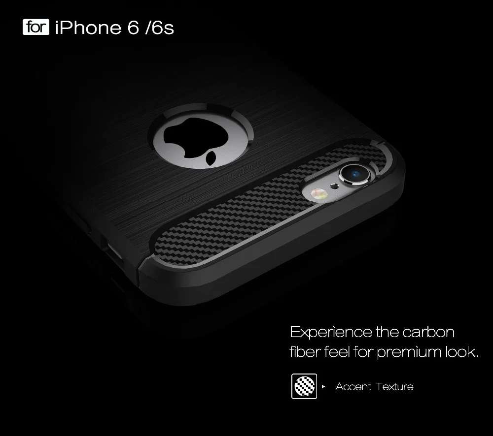 Rjust cell phone case For apple iphone 6 6S plus Armor Ultra Slim Carbon fiber soft TPU Anti-knock shell |