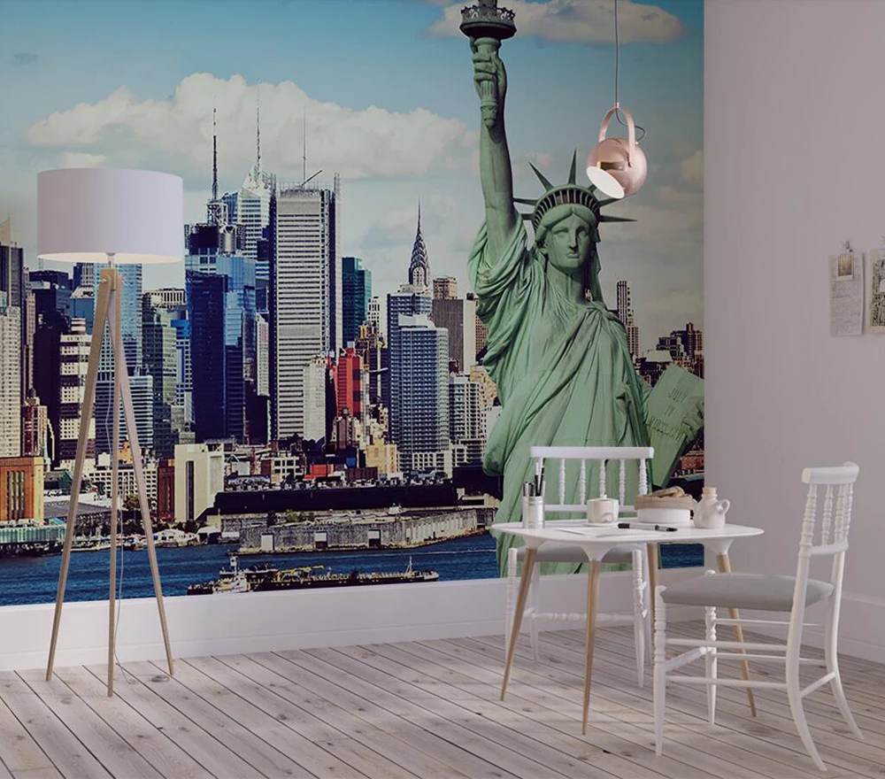 Custom wallpaper City building statue of liberty background wall |