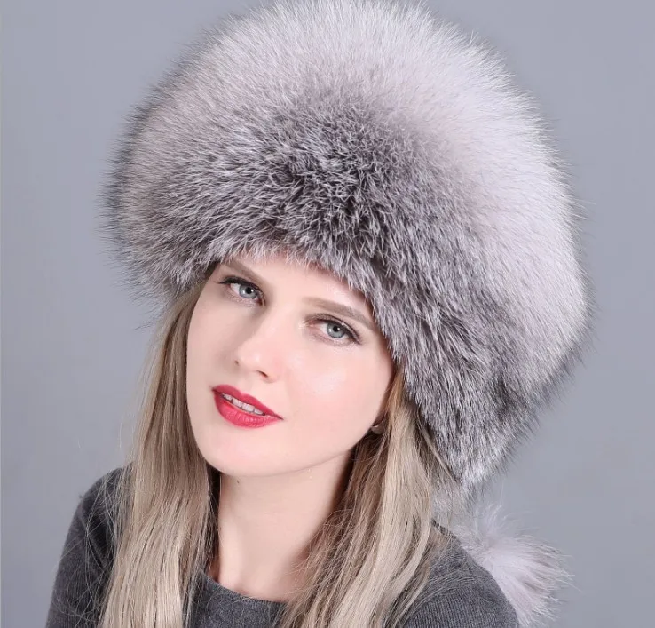 Fox fur hat, fur hat, lady's thicker warm ear hat in winter free shipping S121