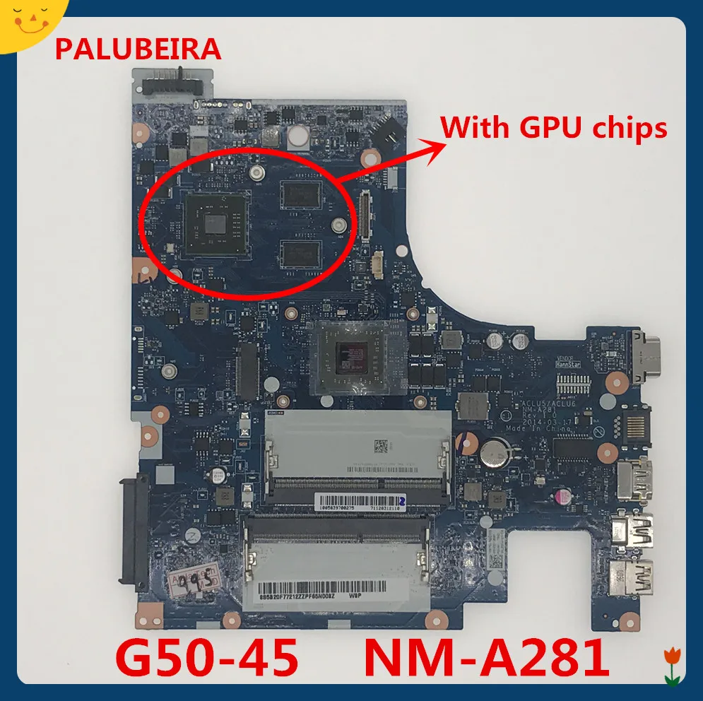 PALUBEIRA 15 дюймов материнская плата для ноутбука Lenovo G50 45 Материнская ACLU5/ACLU6 NM A281 (с A6