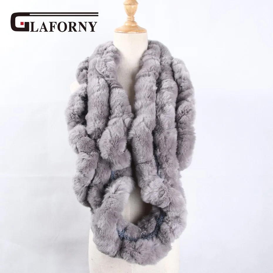 Glaforny 2018 Новинка Высокое качество модные женские вязаные шарфы из меха кролика