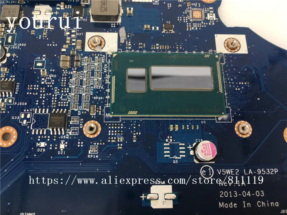 Yourui NBMFM11007 для Acer Aspire E1 532 572 ноутбук материнская плата V5WE2 LA 9532P NB.MFM11.007 SR170 i5 4200u тест