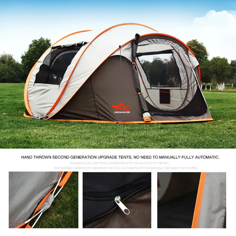 2-8 человек, полностью автоматическая палатка для кемпинга, ветрозащитная, водонепроницаемая, автоматическая всплывающая палатка, семейная, для улицы, мгновенная Настройка, палатка, 4 сезона