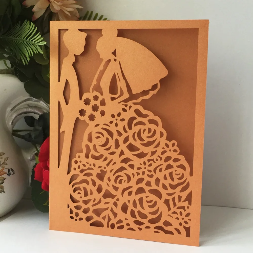 45 шт. лазерной резной невесты и жениха свадебные приглашения романтическая