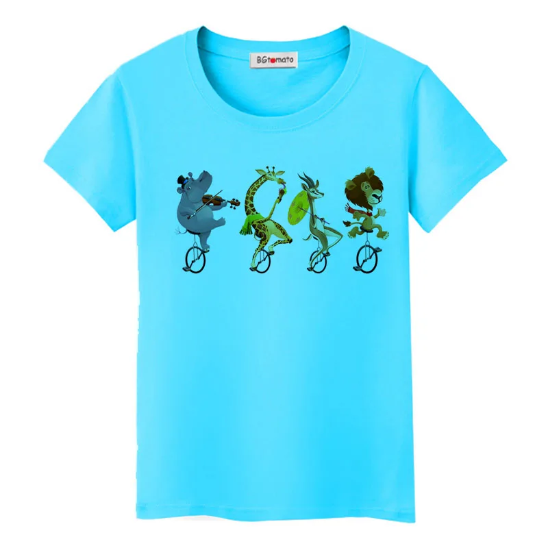 BGtomato Мультяшные животные акробатическая труппа футболка новый стиль хит продаж
