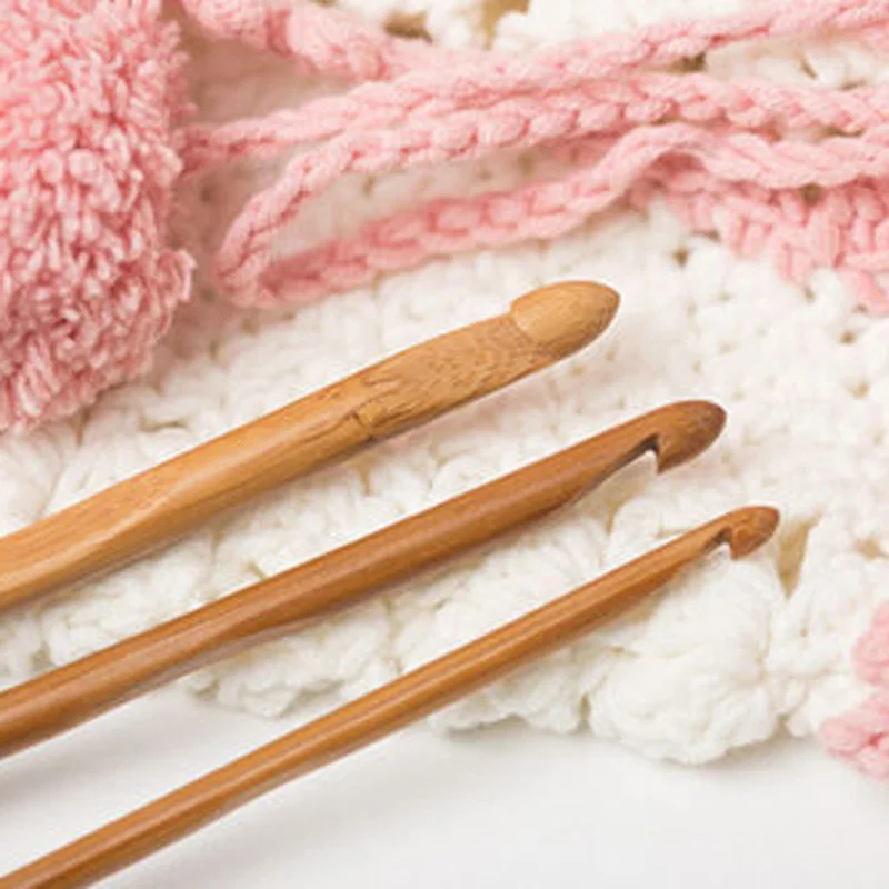 

2016 New 12 Size Round Head Bamboo Handle Crochet Hook Knit Weave Yarn Craft Knitting Needle Free Shipping
