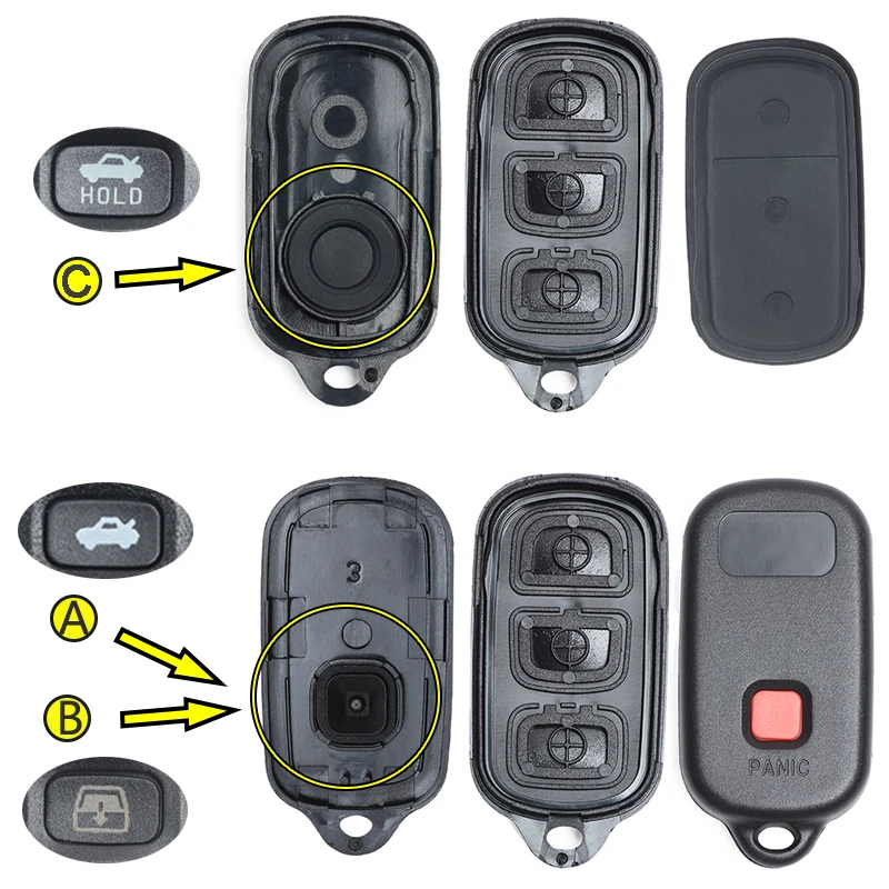 KEYECU 1x/ 2x запасной чехол для ключей Toyota high Lander RAV4 FJ Cruiser Tacoma 4 кнопки FCC: HYQ12BBX GQ43VT14 |