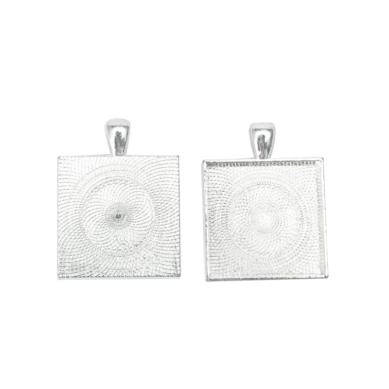 BASEHOME 10pcs/lot Square Pendant Settings Cabochons Bases Bezel Trays Fit 25mm Glass Cabochon Cameo DIY Necklace Findings | Украшения и