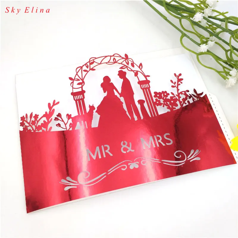 Свадебные пригласительные открытки 10 шт Вертикальная Лазерная резка для