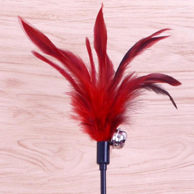 (2 шт./партия) милые однотонные игрушки для кошек с перьями Пластиковая Палочка