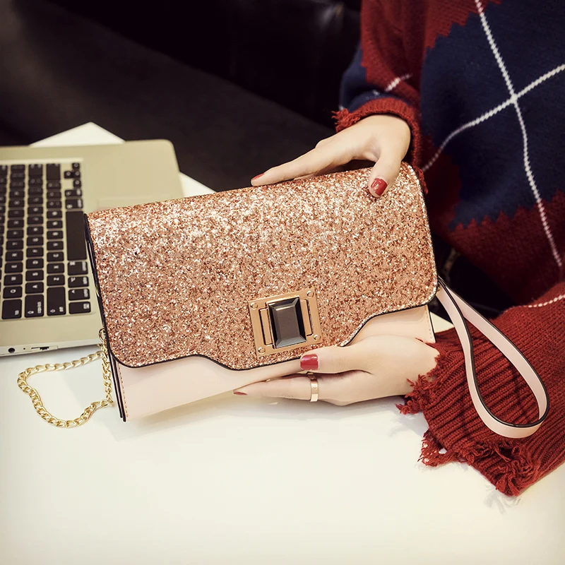 Сумка женская кошелек цепи конверт сумки женские клатч блестками Bolsos Mujer модные