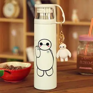 Вакуумная чашка Baymax, мультяшная бутылка, теплая чашка, 4 цвета, сохраняющая тепло, 12 часов