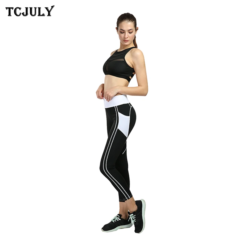 TCJULY New High Waist Push Up Fitness Leggings With Pockets Skinny Flex Stretch Workout Pants Quick Dry Breathable Leggins Women | Женская