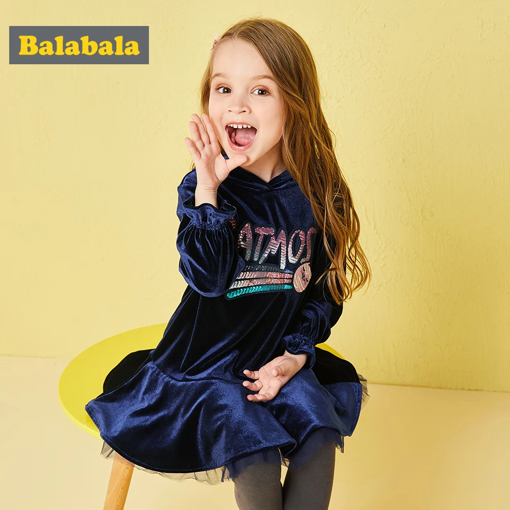 Balabala/комплект из 2 предметов бархатные толстовки с капюшоном и легинсы блестками