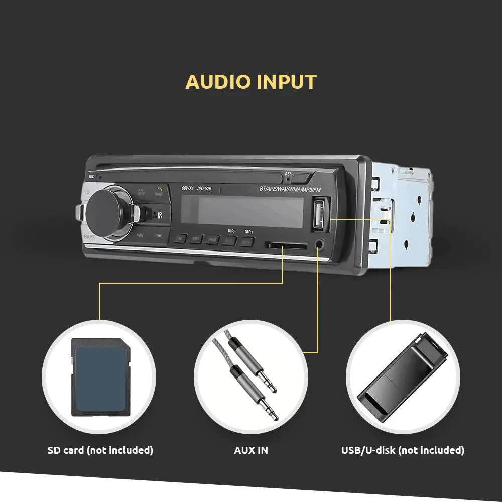 12 В автомобильное радио Bluetooth 1din автомобильный стерео плеер телефон AUX-IN MP3 FM/USB/Радио пульт дистанционного управления для телефона автомобиля аудио FM Aux вход прием#2