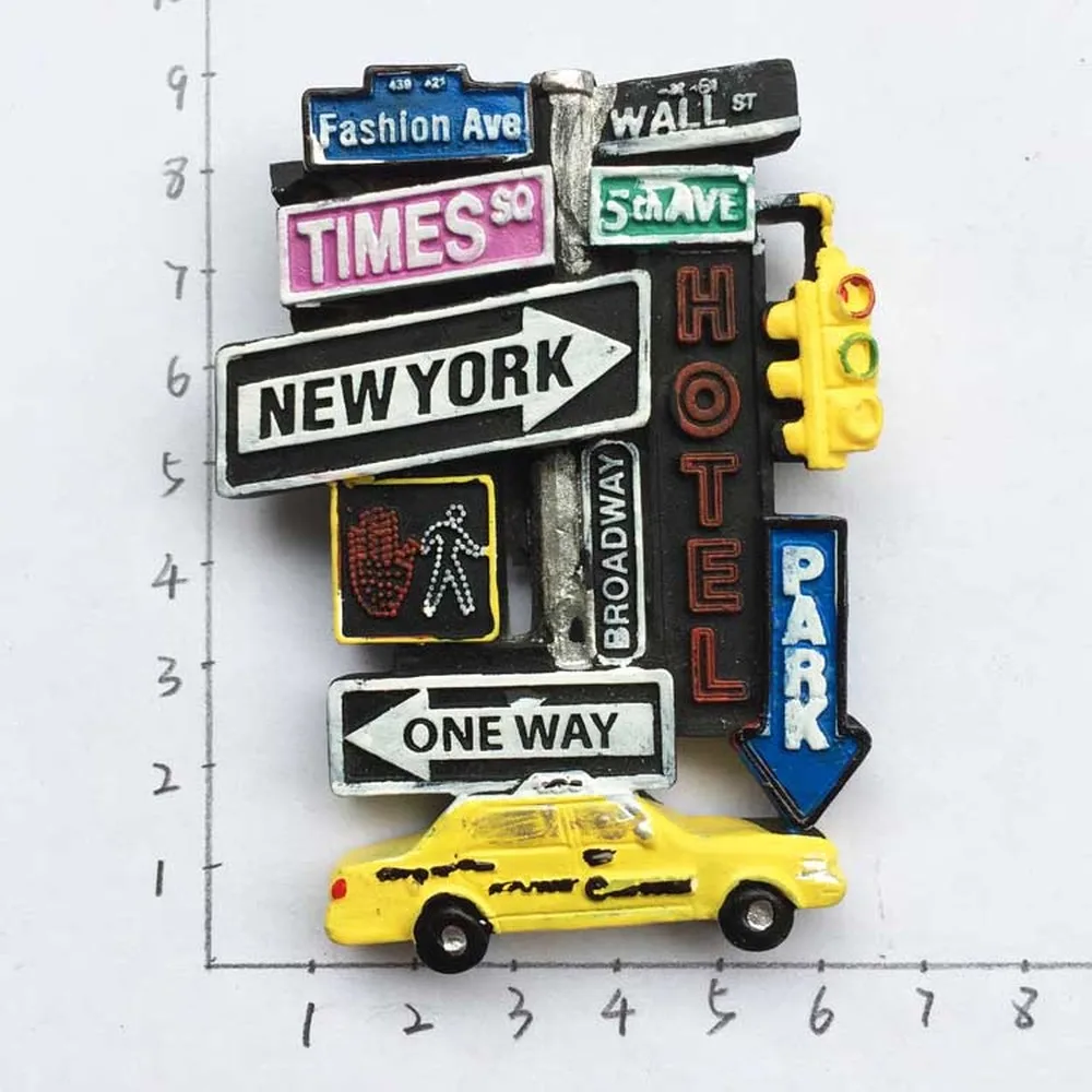 

USA New York Creative Handmade Resin 3D Street Sign Fridge Magnets Tourist Souvenir Refrigerator Magnetic Stickers Home Decor