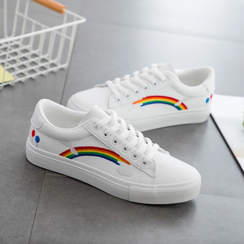 Женские кроссовки 2019 модная женская повседневная обувь из искусственной кожи на