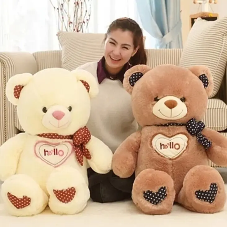 

Soft Cute Hello bear plush toy creative white & Brown bear toy gift for kids