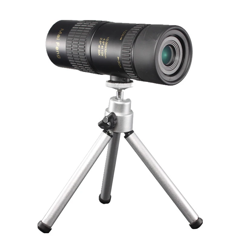 With white tripod Мощный 10-30X30 с высоким зумом Монокуляр профессиональный телескоп портативный для кемпинга охоты Lll ночного видения бинокль с штативом - Цвет: With white tripod