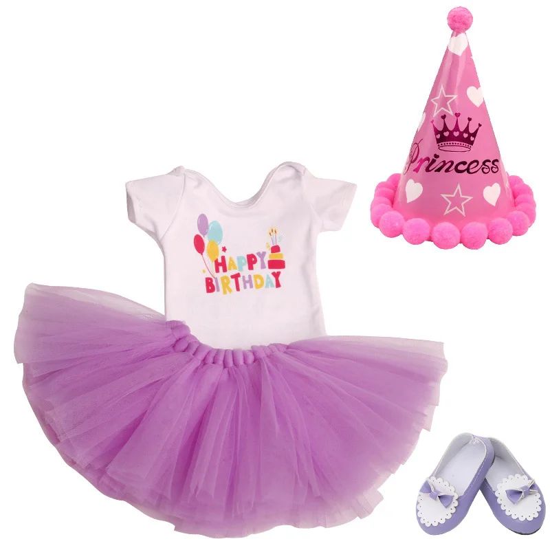 18 inch Girls doll dress Birthday suit Christmas suit with shoes American born clothes Baby toys fit 43 cm baby dolls c646