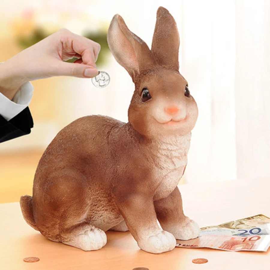 Детская полимерная копилка с кроликом для больших монет милая банка денег