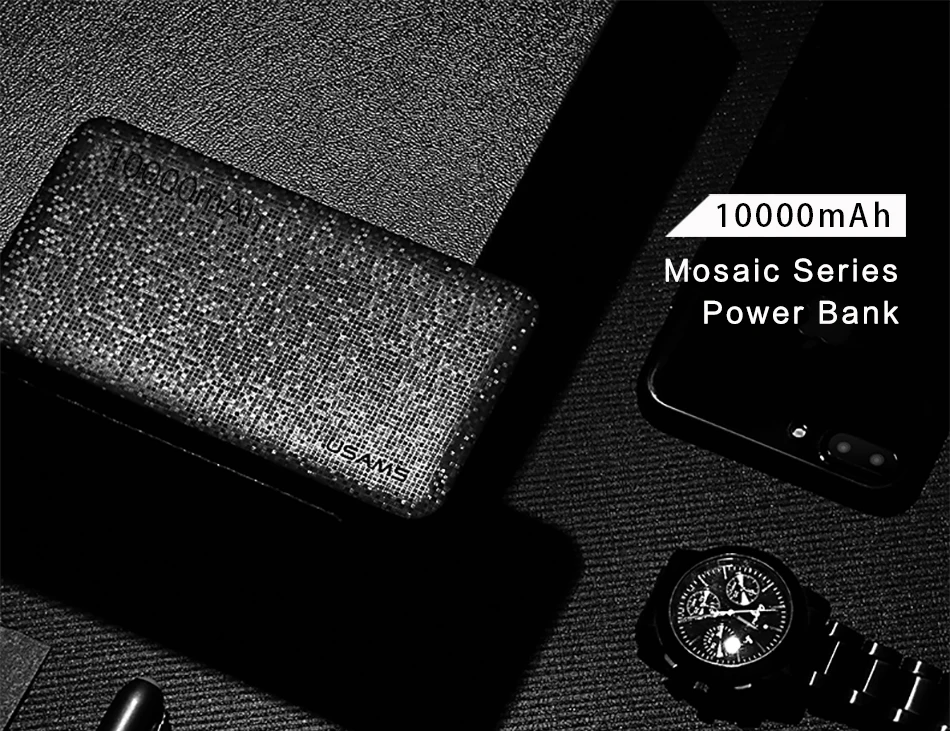 USAMS внешний аккумулятор для Xiaomi, двойной USB выход, универсальный, ультра тонкий, внешний аккумулятор для iPhone, samsung, 15 мм, внешний аккумулятор