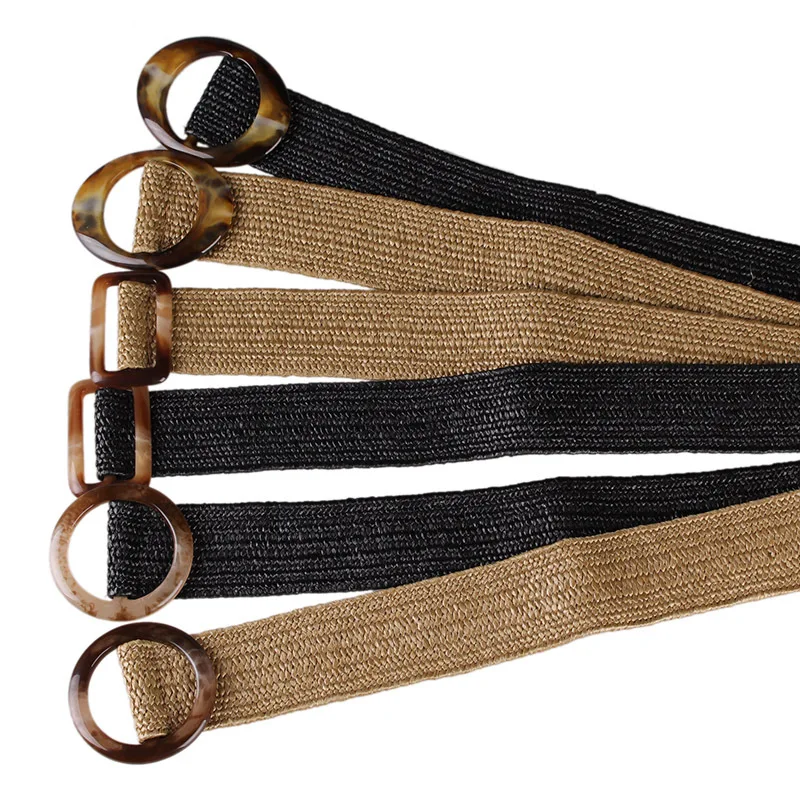 

fashion Female belt braided elastic wide belt female oval buckle square buckle braid decoration no needle buckle Women belt