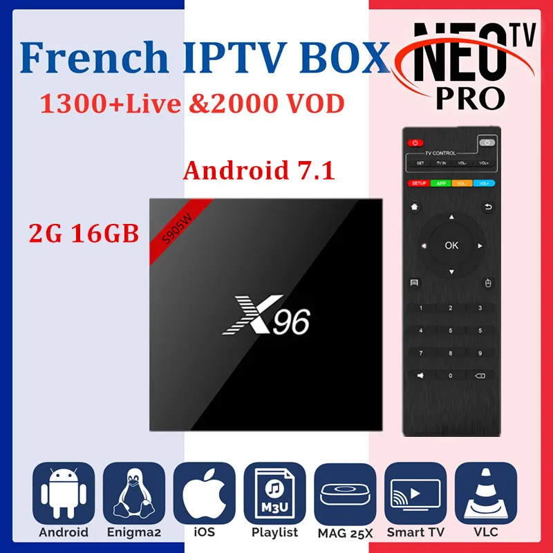 X96W Smart tv BOX Android 7,1+ с системой Neo IPTV подписка 1 год ip tv Европа Франция Бельгия Арабский IP tv m3u android телеприставка IP tv