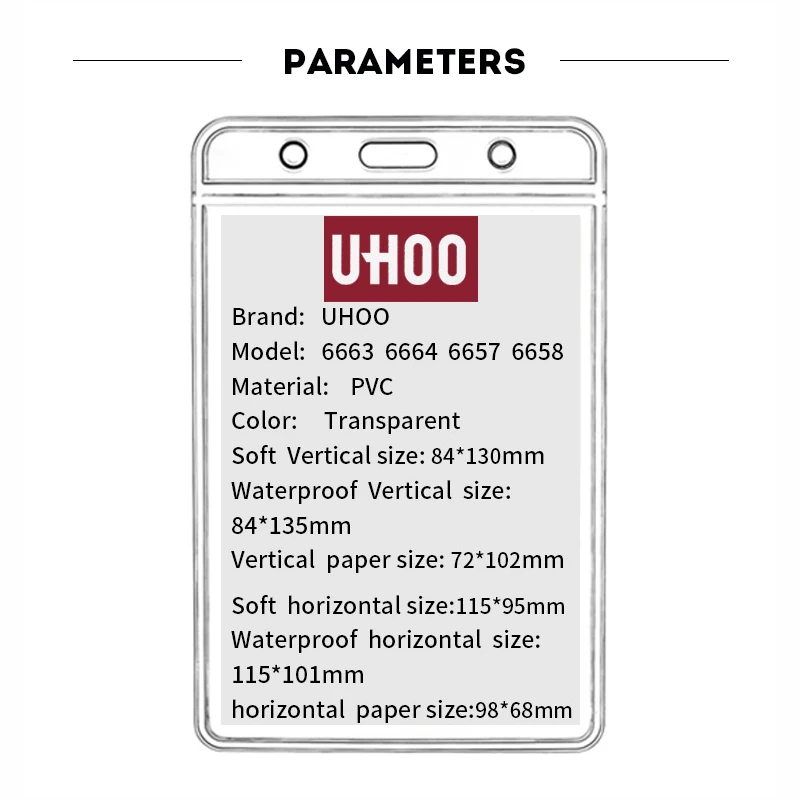 6pcs/lot UHOO 6657 Horizontal Name Tag Exhibition Card Business Work ID Holder Waterproof PVC Badge | Канцтовары для офиса и