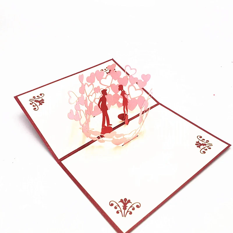 

3D Laser Cut Handmade Heart Lovers Paper Invitation Greeting Cards PostCard Party Wedding Valentine's Day Anniversary Girl Gift