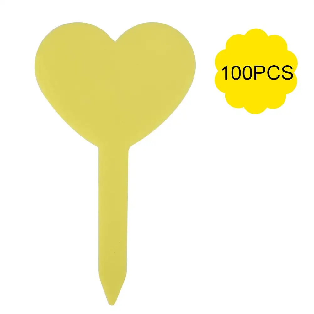 Цвет: желтый 100 шт цвета наклейки для садоводства Heart-shape ярлыки для растений ПВХ материал водостойкий прочный - Цвет: Цвет: желтый