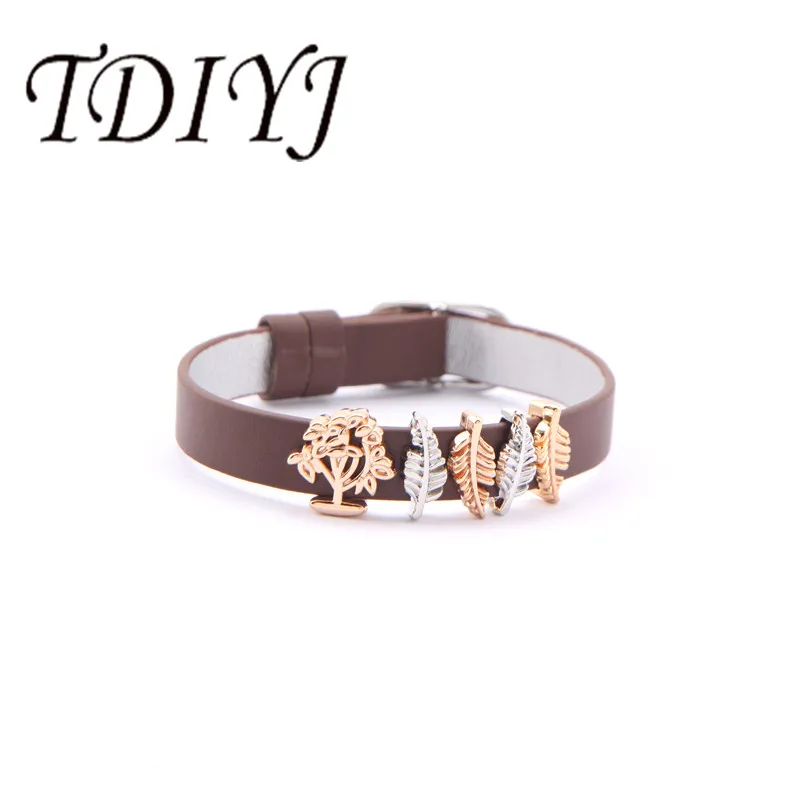 TDIYJ свисающая подвеска Древо жизни листьев из нержавеющей стали|brown bracelet|bracelet