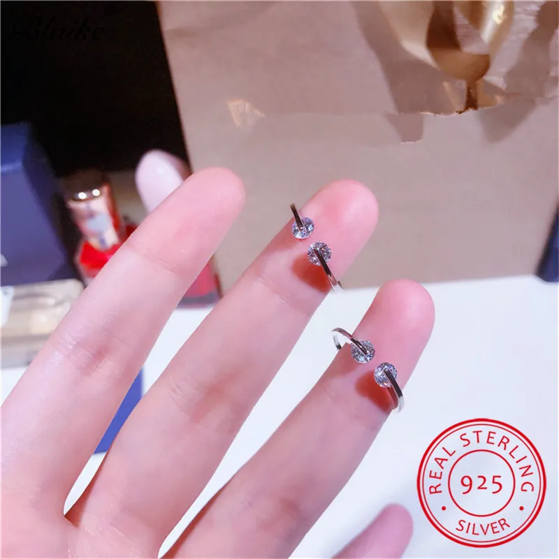 S925 Серебряные кольца для женщин Минималистский Открыть Регулируемые