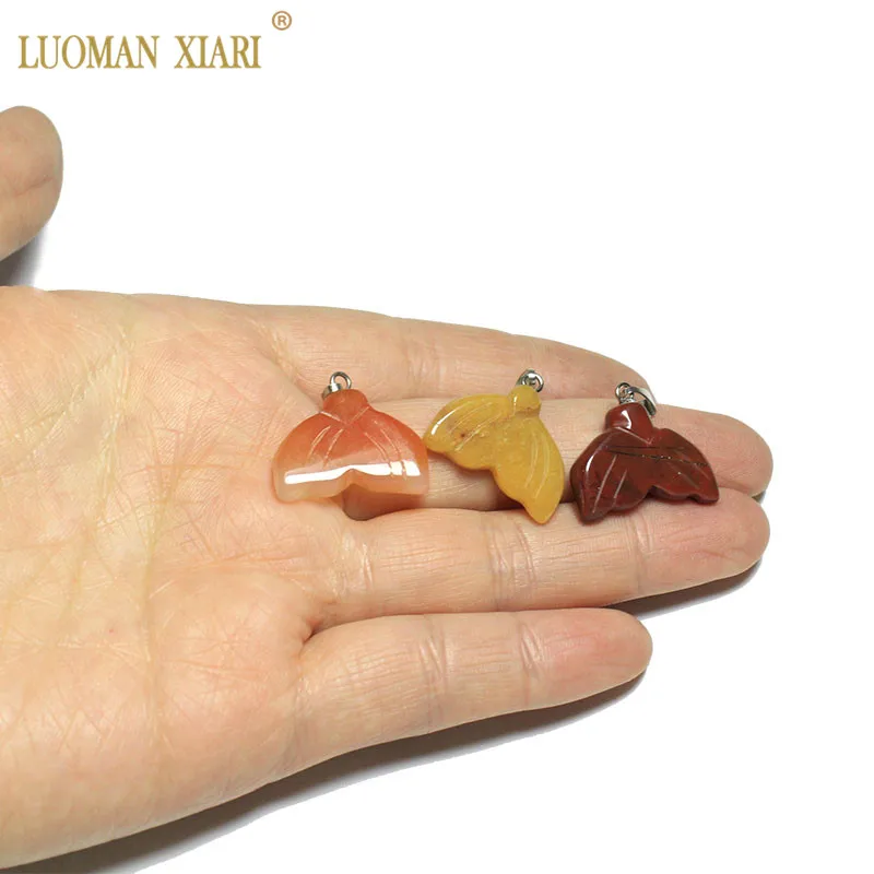 Wholesale 12 PCS Mix Color Boxed Natural Stone Fishtail Shape Charm Pendant DIY Fit Necklace For Jewelry Making 15*20 mm | Украшения и