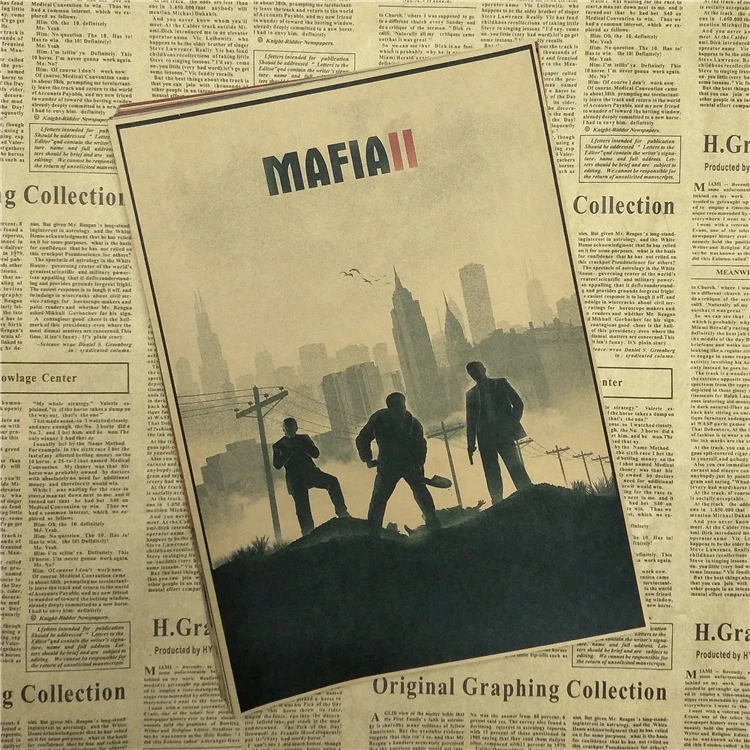 Постер мафия/игра выживаемость дорожная крафт-бумага плакат бар кафе гостиная