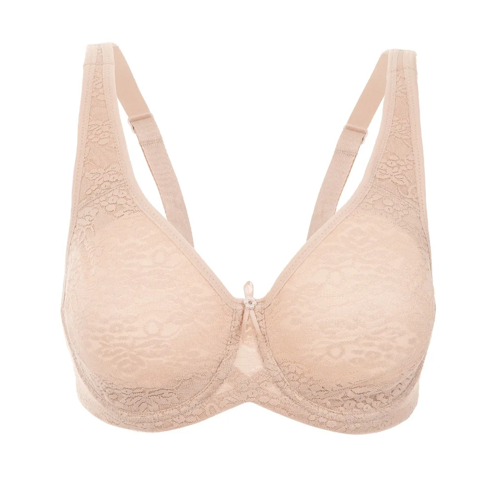 

Women's Smooth Full Coverage Underwire Non Padded Lace Bra Plus Size