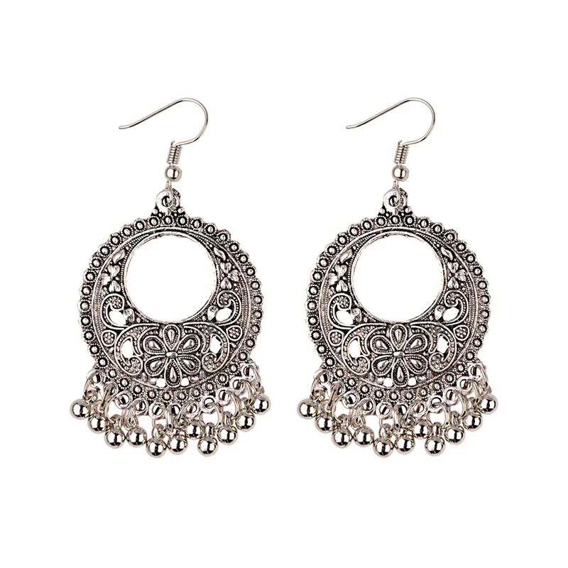 Ассиметричные Цветочные индийские серьги Jhumka с бахромой для женщин цыганские
